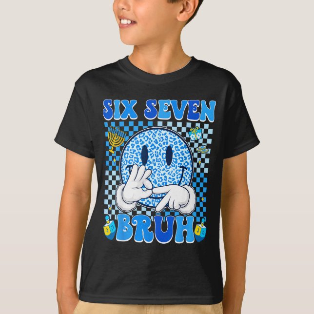 Six Seven Bruh 67 Meme Hanukkah Lights Jewi-shirt  T Shirt (Framsida)