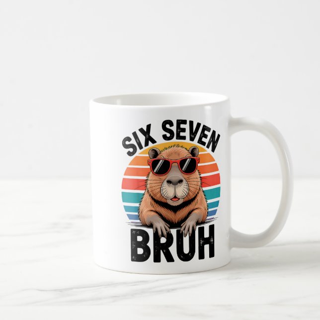Six Seven Bruh 6 7 Meme Funny Capybara 6 7  Kaffemugg (Höger)