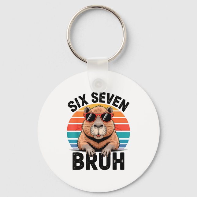 Six Seven Bruh 6 7 Meme Funny Capybara 6 7  Nyckelring (Framsida)