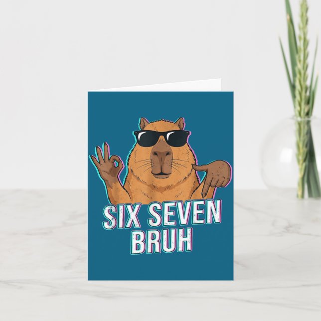 Six Seven Bruh Capybara 67 Boys Teens Kids Animals Kort (Framsida)