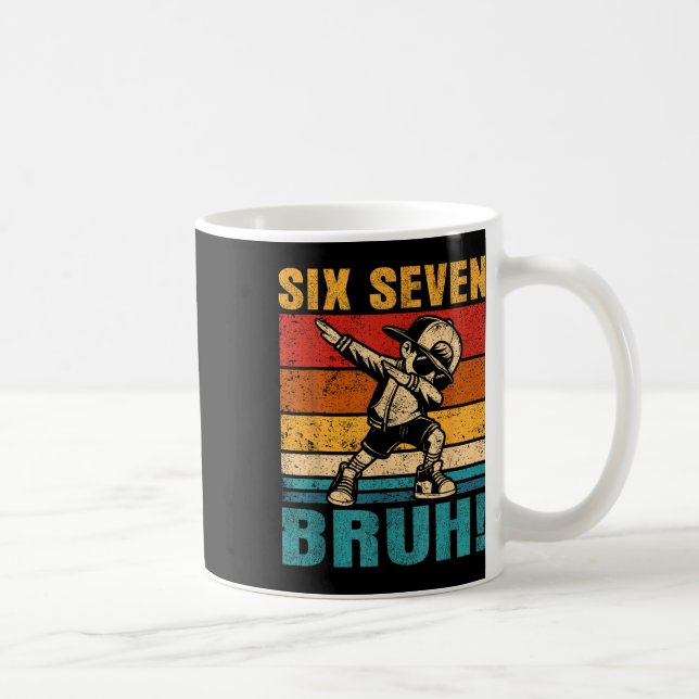 Six Seven Bruh Dabba Pojke Rolig 67 Meme Gen Alpha Kaffemugg (Höger)