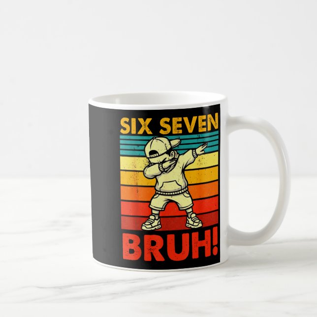 Six Seven Bruh Dabbing Boy Funny 67 Meme Gen Alpha Kaffemugg (Höger)
