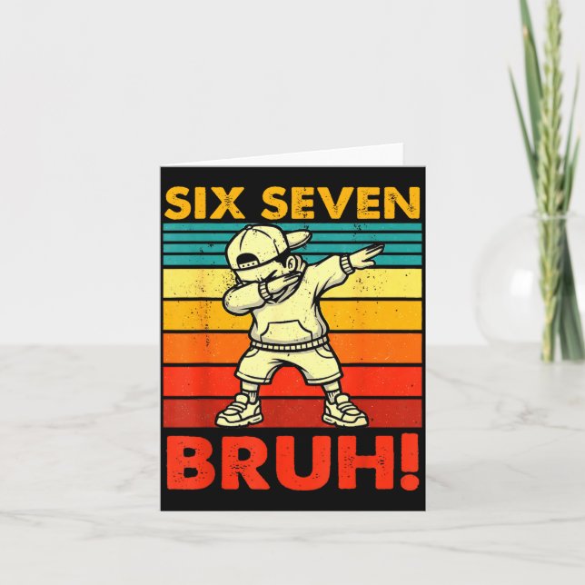 Six Seven Bruh Dabbing Boy Funny 67 Meme Gen Alpha Kort (Framsida)