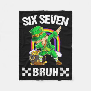 Six Seven Bruh Dabbing Leprechaun St Patricks Day Fleecefilt