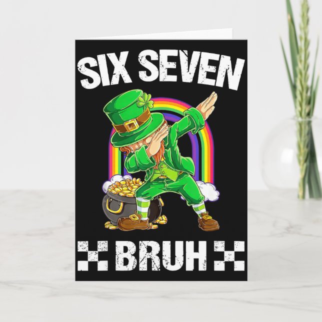 Six Seven Bruh Dabbing Leprechaun St Patricks Day  Kort (Framsida)