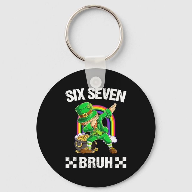 Six Seven Bruh Dabbing Leprechaun St Patricks Day  Nyckelring (Framsida)