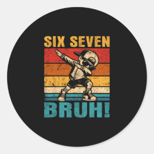 Six Seven Bruh Dabbing Pojke Rolig 67 Meme Gen Alp Runt Klistermärke