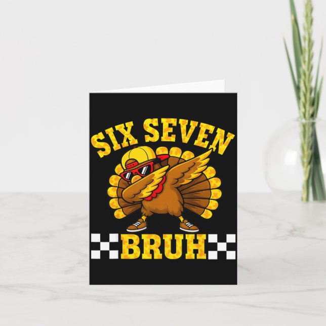 Six Seven Bruh Dabbing Turkey Thanksgiving 67 Meme Kort (Framsida)