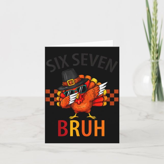 Six Seven Bruh Dabbing Turkey Thanksgiving 67 Meme Kort (Framsida)