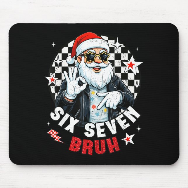 Six Seven Bruh Funny Checkered Cool Santa Claus Ro Musmatta (Framsidan)