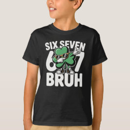 Six Seven Bruh Funny Irish Shamrock Dabbing T Shirt