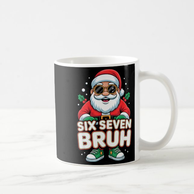 Six Seven Bruh Funny Santa Christmas 67 Gen Alpha  Kaffemugg (Höger)