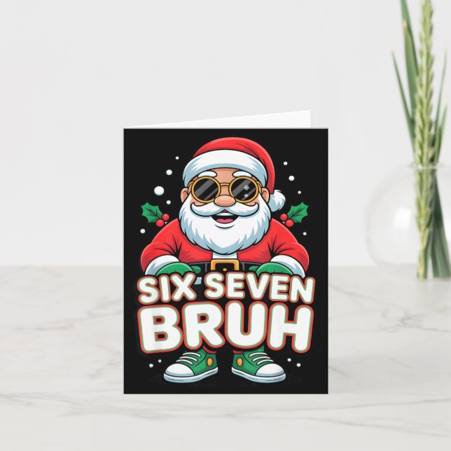 Six Seven Bruh Funny Santa Christmas 67 Gen Alpha  Kort (Framsida)