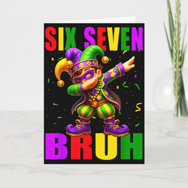 Six Seven Bruh Mardi Gras Jester Dab 6 7 Meme Fat  Kort (Framsida)