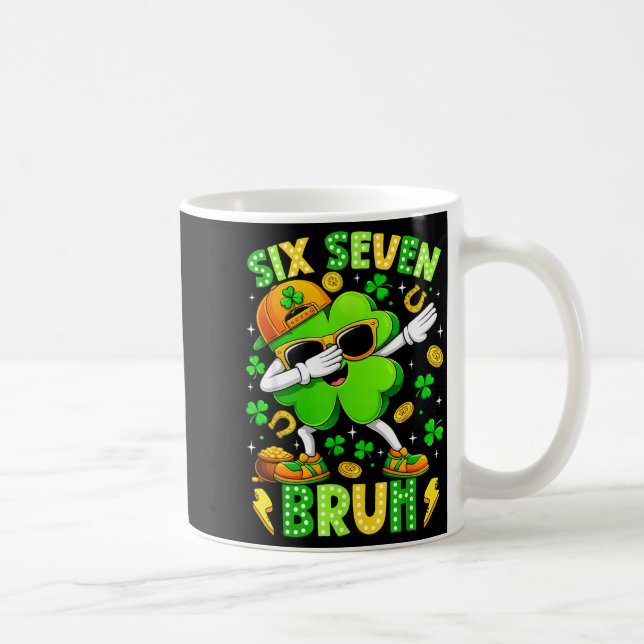 Six Seven Bruh Meme 67 Dabba Shamrock St Patrick Kaffemugg (Höger)