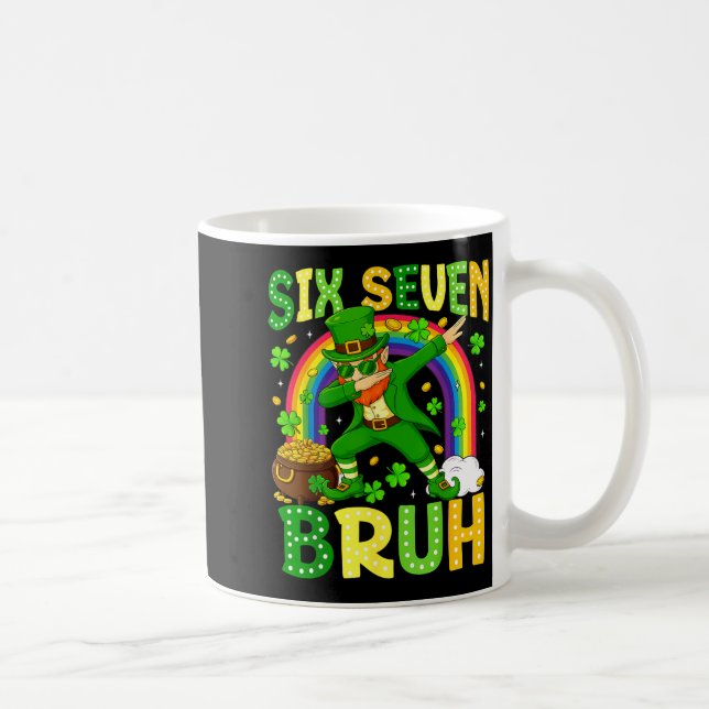 Six Seven Bruh St Patricks Day Leprechaun Dabbing  Kaffemugg (Höger)