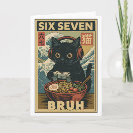Six Seven Bruh Vintage Katt Meme Present för Män K Kort
