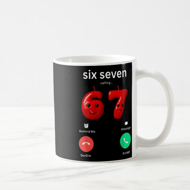 Six Seven Calling Meme Minimalist Trendy Phone Scr Kaffemugg (Höger)