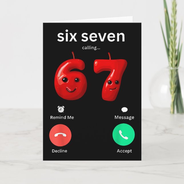 Six Seven Calling Meme Minimalist Trendy Phone Scr Kort (Framsida)