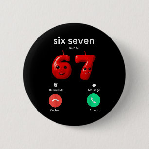 Six Seven Calling Meme Minimalistisk Trendig Telef Knapp