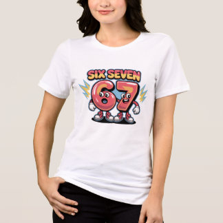 Six Seven Cartoon Number Design (67) T Shirt