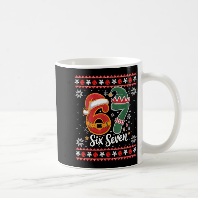 Six Seven Christmas 6 7 Ugly Christmas Sweater Boy Kaffemugg (Höger)