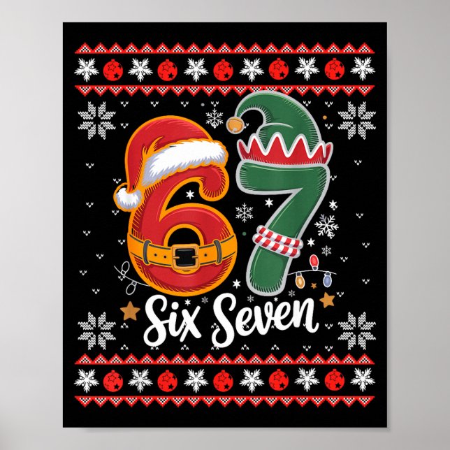 Six Seven Christmas 6 7 Ugly Christmas Sweater Boy Poster (Framsidan)