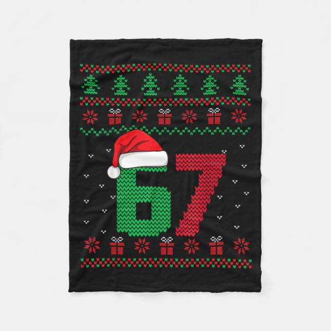 Six Seven Christmas 6 7 Ugly Christmas Sweater  Fleecefilt (Framsidan)