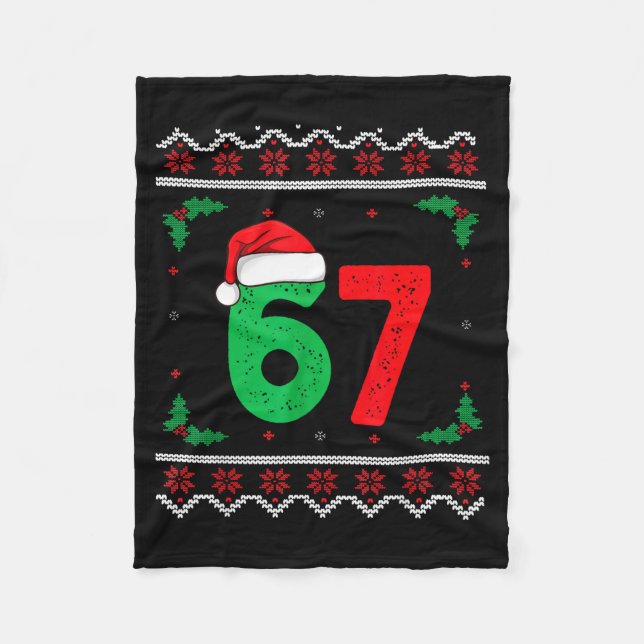 Six Seven Christmas 6 7 Ugly Christmas Sweater  Fleecefilt (Framsidan)