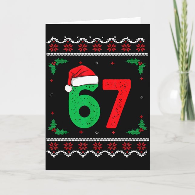 Six Seven Christmas 6 7 Ugly Christmas Sweater  Kort (Framsida)