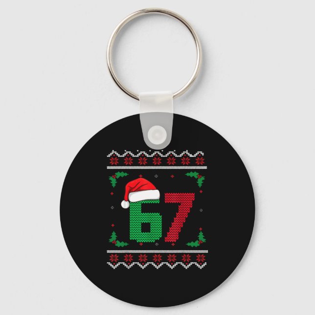 Six Seven Christmas 6 7 Ugly Christmas Sweater  Nyckelring (Framsida)