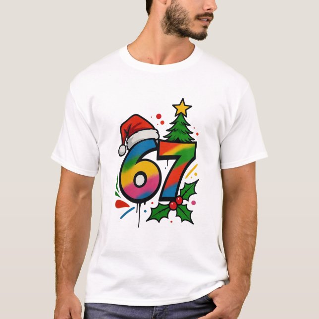 Six Seven Christmas Shirt, Viral 6 7 Meme Tee (Framsida)
