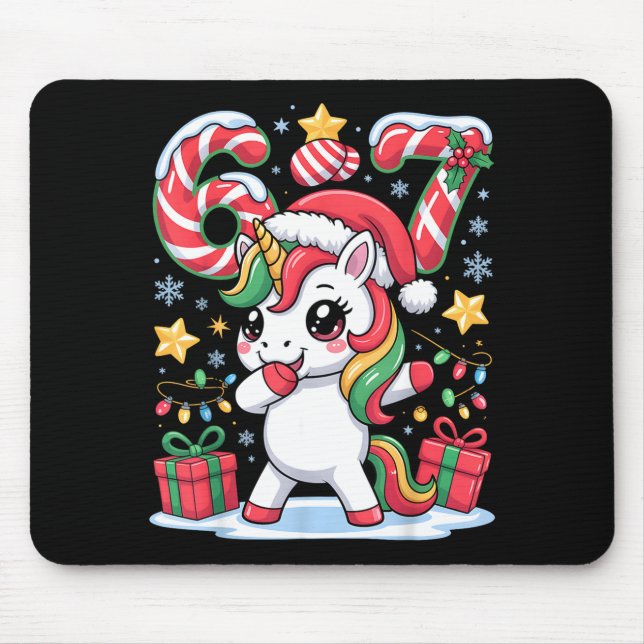 Six Seven Christmas Unicorn Meme Funny Cute Holida Musmatta (Framsidan)