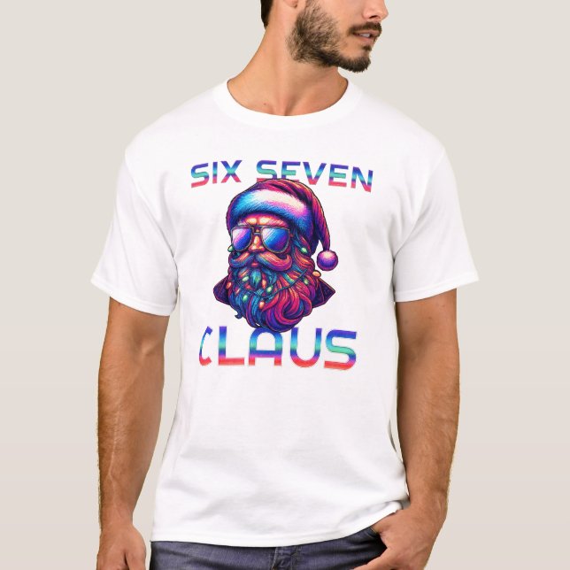 SIX SEVEN CLAUS Neon Retro Santa T-shirt (Framsida)