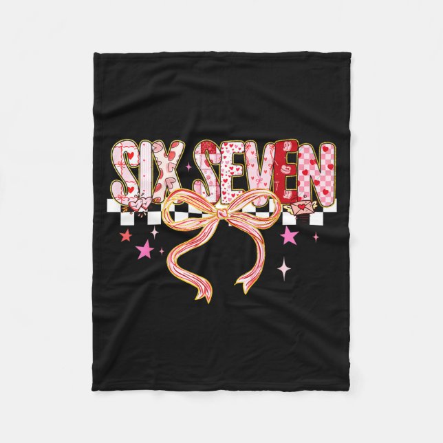 Six Seven Coquette Bow Women Girl Funny Valentines Fleecefilt (Framsidan)