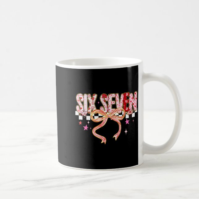 Six Seven Coquette Bow Women Girl Funny Valentines Kaffemugg (Höger)