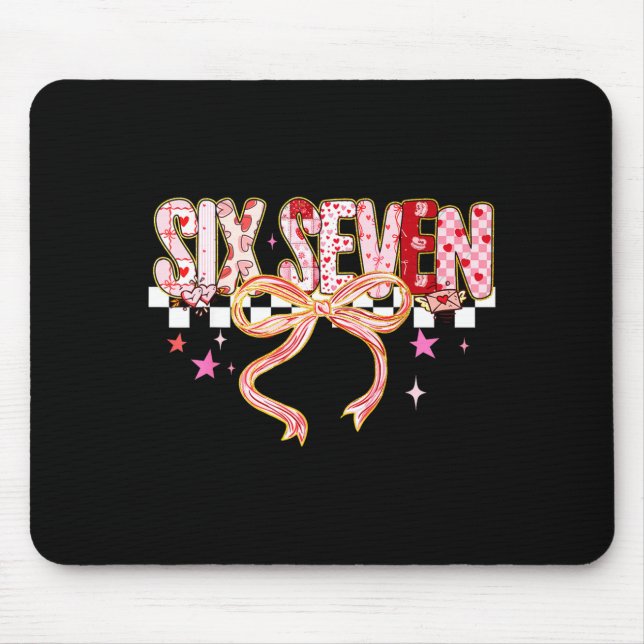 Six Seven Coquette Bow Women Girl Funny Valentines Musmatta (Framsidan)