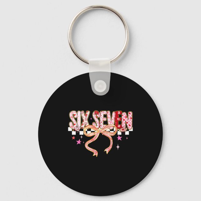 Six Seven Coquette Bow Women Girl Funny Valentines Nyckelring (Framsida)