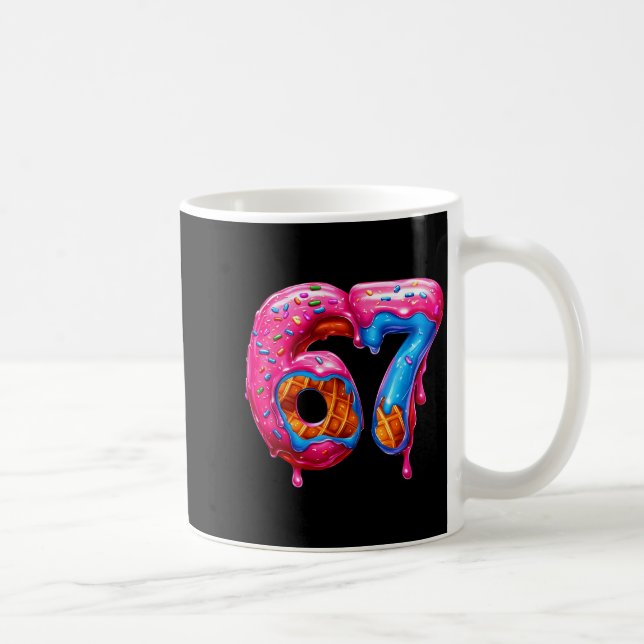 Six Seven Donut Ice Cream Drip Cool Meme Funny 67  Kaffemugg (Höger)