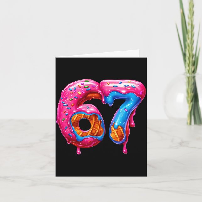 Six Seven Donut Ice Cream Drip Cool Meme Funny 67  Kort (Framsida)