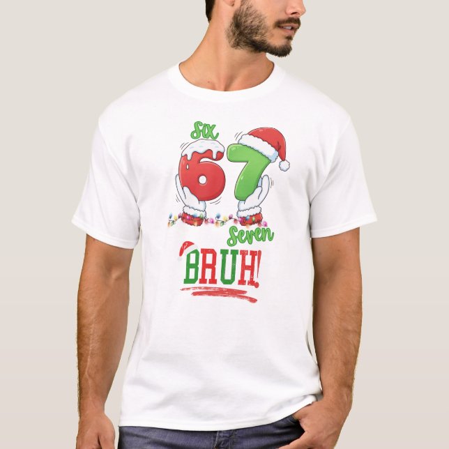 Six Seven Funny Christmas Teen Meme  T Shirt (Framsida)