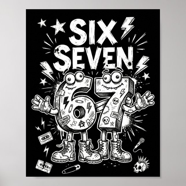 Six Seven Gen Alpha Brain Rot Meme Funny Viral Tre Poster (Framsidan)