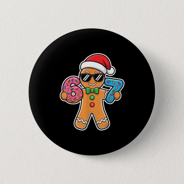 Six Seven Gingerbread 67 Funny Christmas Boys Kids Knapp (Framsida)