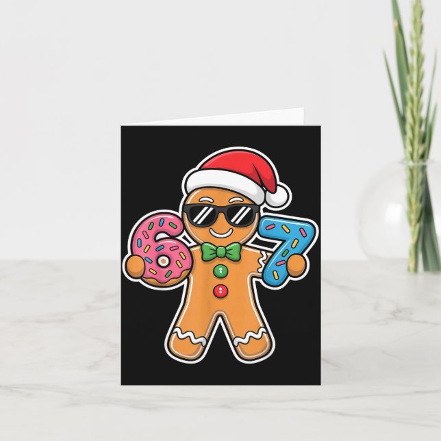 Six Seven Gingerbread 67 Funny Christmas Boys Kids Kort (Framsida)
