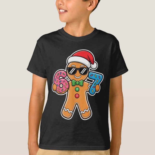 Six Seven Gingerbread 67 Funny Christmas Boys Kids T Shirt (Framsida)
