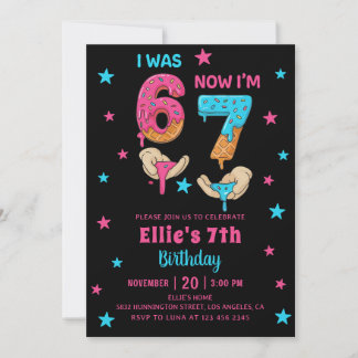 Six Seven Girl Birthday Inbjudningar