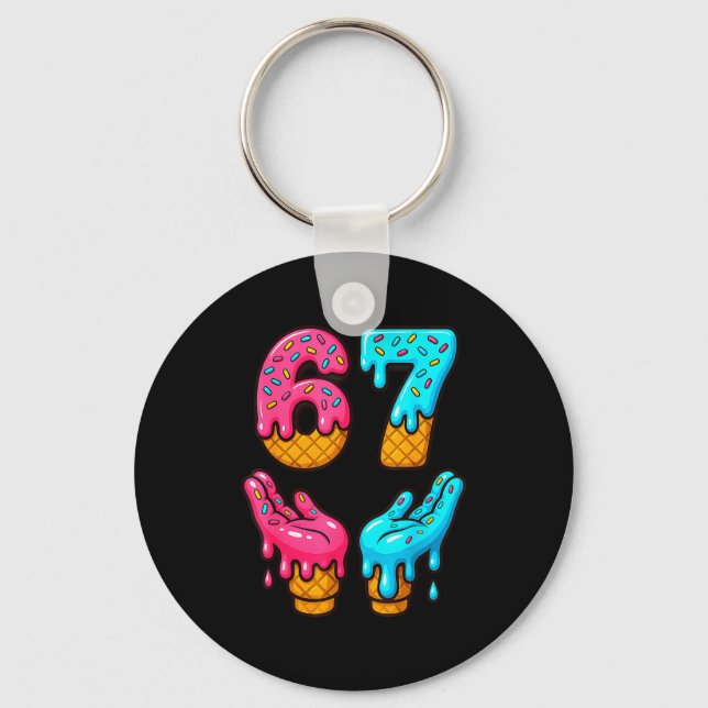 Six Seven Glass Is Drip Meme 67 Roligt Gen Alpha S Nyckelring (Framsida)