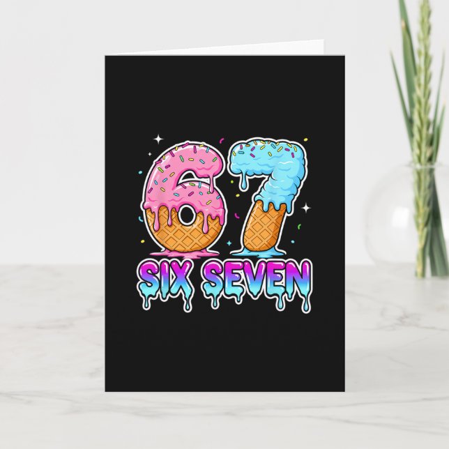Six Seven Glass Ström Coola Meme 67 Roliga Gen Al Kort (Framsida)
