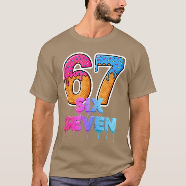 Six Seven Glass Strömmande Gen Alpha Slang 6 7 Tre T Shirt (Framsida)