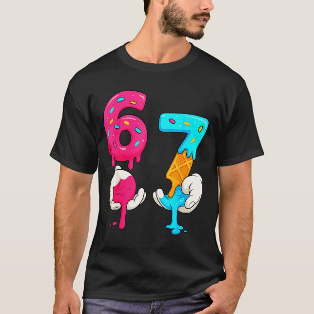 Six Seven Glass Strömmande Meme 67 Rollig Gen Alph T Shirt (Framsida)